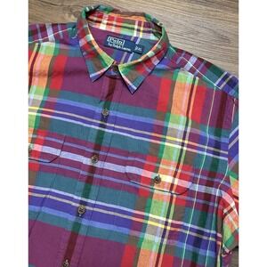 POLO Ralph Lauren Madras Plaid Oxford Short Sleeve Woven Shirt Men's Sz XL